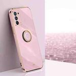 For OPPO Reno5 4G XINLI Straight Edge 6D Electroplate TPU Phone Case with Ring Holder(Cherry Purple)