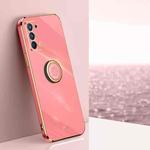 For OPPO Reno5 4G XINLI Straight 6D Plating Gold Edge TPU Shockproof Case with Ring Holder(Hawthorn Red)