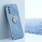 For OPPO Reno5 Pro XINLI Straight 6D Plating Gold Edge TPU Shockproof Case with Ring Holder(Celestial Blue)