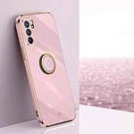 For OPPO Reno6 5G XINLI Straight Edge 6D Electroplate TPU Phone Case with Ring Holder(Cherry Purple)