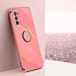 For OPPO Reno6 Pro+ 5G XINLI Straight 6D Plating Gold Edge TPU Shockproof Case with Ring Holder(Hawthorn Red)