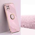 For OPPO A53 XINLI Straight 6D Plating Gold Edge TPU Shockproof Case with Ring Holder(Cherry Purple)