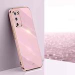 For OPPO A55 5G XINLI Straight 6D Plating Gold Edge TPU Shockproof Case(Cherry Purple)