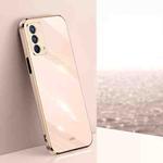 For OPPO A93 XINLI Straight 6D Plating Gold Edge TPU Shockproof Case(Pink)