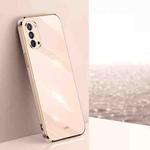 For OPPO Reno4 XINLI Straight 6D Plating Gold Edge TPU Shockproof Case(Pink)