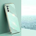 For OPPO Reno5 4G XINLI Straight 6D Plating Gold Edge TPU Shockproof Case(Mint Green)