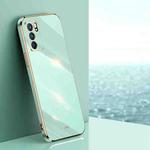 For OPPO Reno6 5G XINLI Straight 6D Plating Gold Edge TPU Shockproof Case(Mint Green)
