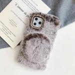 For iPhone 11 Plush Phone Protect Case with Mirror(Brown)