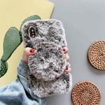 For iPhone XR Plush Phone Protect Case with Mirror(Brown)