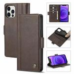 For iPhone 12 Pro Max LC.IMEEKE Magnetic Buckle PU + TPU Horizontal Flip Leather Case with Holder & Card Slots & Wallet(Coffee)