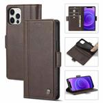 For iPhone 12 / 12 Pro LC.IMEEKE Magnetic Buckle PU + TPU Horizontal Flip Leather Case with Holder & Card Slots & Wallet(Coffee)