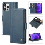 For iPhone 12 / 12 Pro LC.IMEEKE Magnetic Buckle PU + TPU Horizontal Flip Leather Case with Holder & Card Slots & Wallet(Blue)