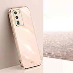 For Huawei P40 XINLI Straight 6D Plating Gold Edge TPU Shockproof Case(Pink)