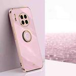 For Huawei Mate 30 XINLI Straight 6D Plating Gold Edge TPU Shockproof Case with Ring Holder(Cherry Purple)