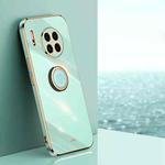 For Huawei Mate 30 Pro XINLI Straight 6D Plating Gold Edge TPU Shockproof Case with Ring Holder(Mint Green)