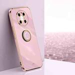 For Huawei Mate 40 XINLI Straight Edge 6D Electroplate TPU Phone Case with Ring Holder(Cherry Purple)