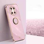 For Huawei Mate 40 Pro XINLI Straight 6D Plating Gold Edge TPU Shockproof Case with Ring Holder(Cherry Purple)