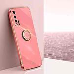 For Huawei nova 6 5G XINLI Straight 6D Plating Gold Edge TPU Shockproof Case with Ring Holder(Hawthorn Red)