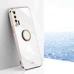 For Huawei nova 6 5G XINLI Straight 6D Plating Gold Edge TPU Shockproof Case with Ring Holder(White)