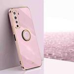 For Huawei nova 7 SE XINLI Straight 6D Plating Gold Edge TPU Shockproof Case with Ring Holder(Cherry Purple)