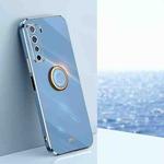 For Huawei nova 7 SE XINLI Straight 6D Plating Gold Edge TPU Shockproof Case with Ring Holder(Celestial Blue)
