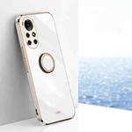 For Huawei nova 8 5G XINLI Straight 6D Plating Gold Edge TPU Shockproof Case with Ring Holder(White)