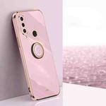 For Huawei P30 Lite XINLI Straight 6D Plating Gold Edge TPU Shockproof Case with Ring Holder(Cherry Purple)