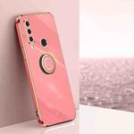 For Huawei P30 Lite XINLI Straight 6D Plating Gold Edge TPU Shockproof Case with Ring Holder(Hawthorn Red)