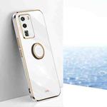 For Huawei P40 XINLI Straight Edge 6D Electroplate TPU Phone Case with Ring Holder(White)