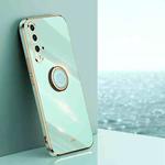 For Honor 20 XINLI Straight 6D Plating Gold Edge TPU Shockproof Case with Ring Holder(Mint Green)