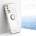 For Honor 20 Pro XINLI Straight 6D Plating Gold Edge TPU Shockproof Case with Ring Holder(White)