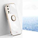 For Honor 30 Youth XINLI Straight 6D Plating Gold Edge TPU Shockproof Case with Ring Holder(White)