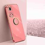 For Honor 50 XINLI Straight 6D Plating Gold Edge TPU Shockproof Case with Ring Holder(Pink)