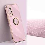 For Honor V40 5G XINLI Straight 6D Plating Gold Edge TPU Shockproof Case with Ring Holder(Cherry Purple)