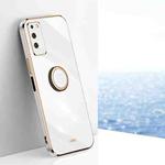 For Honor X10 5G XINLI Straight 6D Plating Gold Edge TPU Shockproof Case with Ring Holder(White)