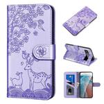 For Google Pixel 6 Sika Deer Embossing Pattern Horizontal Flip PU Leather Case with Holder & Card Slot & Wallet & Photo Frame(Purple)