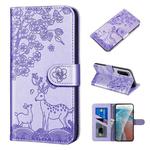 For Sony Xperia 5 II Sika Deer Embossing Pattern Horizontal Flip PU Leather Case with Holder & Card Slot & Wallet & Photo Frame(Purple)