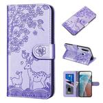 For Xiaomi Redmi Note 8 Sika Deer Embossing Pattern Horizontal Flip PU Leather Case with Holder & Card Slot & Wallet & Photo Frame(Purple)