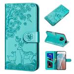 For Xiaomi Redmi Note 9 Pro Sika Deer Embossing Pattern Horizontal Flip PU Leather Case with Holder & Card Slot & Wallet & Photo Frame(Green)