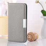 For iPhone 8 Plus / 7 Plus Litchi Texture Horizontal Flip Leather Case with Holder & Card Slots(Grey)