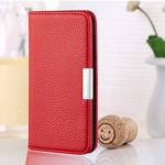 For iPhone X Litchi Texture Horizontal Flip Leather Case with Holder & Card Slots(Red)