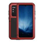 For Samsung Galaxy A41 LOVE MEI Metal Shockproof Waterproof Dustproof Protective Case with Glass(Red)