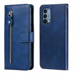 For OnePlus Nord N200 5G Fashion Calf Texture Zipper Horizontal Flip Leather Case with Stand & Card Slots & Wallet Function(Blue)