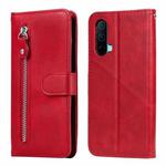 For OnePlus Nord CE 5G Fashion Calf Texture Zipper Horizontal Flip Leather Case with Stand & Card Slots & Wallet Function(Red)