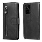 For OPPO Realme GT 5G Fashion Calf Texture Zipper Horizontal Flip Leather Case with Stand & Card Slots & Wallet Function(Black)
