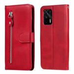 For OPPO Realme GT 5G Fashion Calf Texture Zipper Horizontal Flip Leather Case with Stand & Card Slots & Wallet Function(Red)