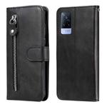 For vivo V21 5G / 4G Fashion Calf Texture Zipper Horizontal Flip Leather Case with Stand & Card Slots & Wallet Function(Black)
