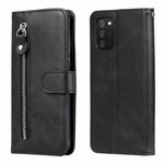 For Samsung Galaxy A03s Fashion Calf Texture Zipper Horizontal Flip Leather Case with Stand & Card Slots & Wallet Function(Black)