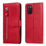 For Samsung Galaxy A03s Fashion Calf Texture Zipper Horizontal Flip Leather Case with Stand & Card Slots & Wallet Function(Red)