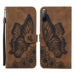 For Sony Xperia 10 III Retro Skin Feel Butterflies Embossing Horizontal Flip Leather Case with Holder & Card Slots & Wallet(Brown)